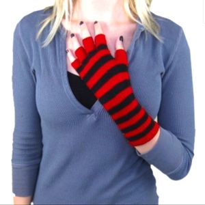 Women Stripe Gloves Finger Tips Casual Cheap Fall Goth Punk Weird Gothic Texting